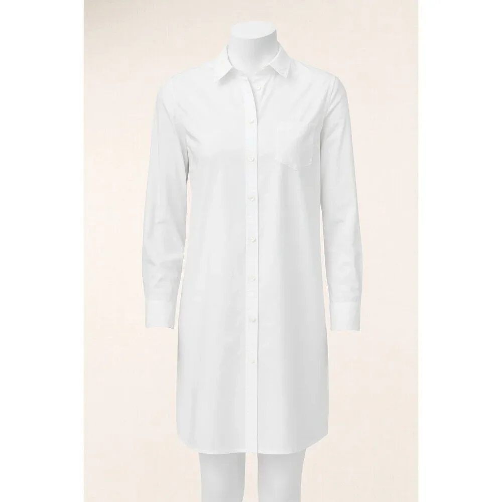 J. Crew Dress Cover Up White Long Sleeves Med. button up casual crisp beach EUC